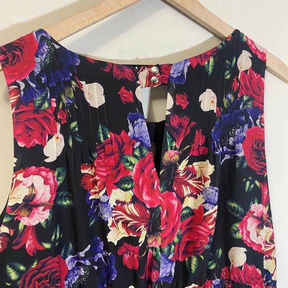 ModCloth Flaunts & Needs Dark Floral Rose Chiffon Keyhole Midi Dress Plus Sz 2X - Picture 8 of 14